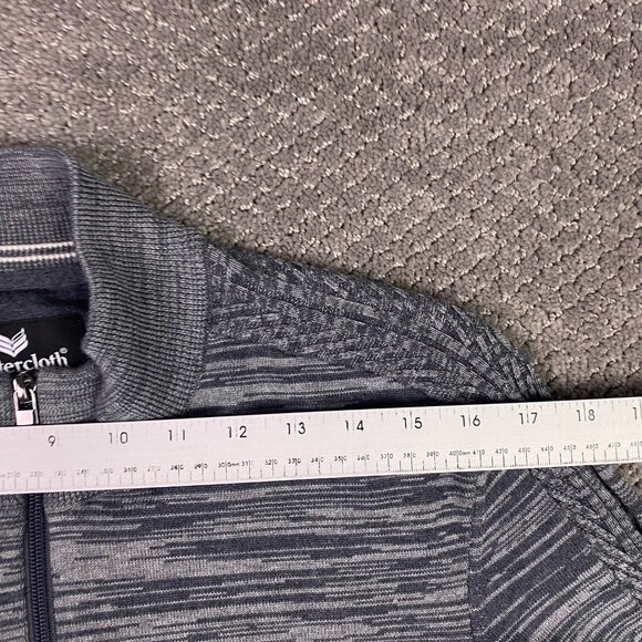Buttercloth Full Zip Sweater Jacket Men's Large Gray Heather Zip Up Mock Neck - Picture 12 of 14